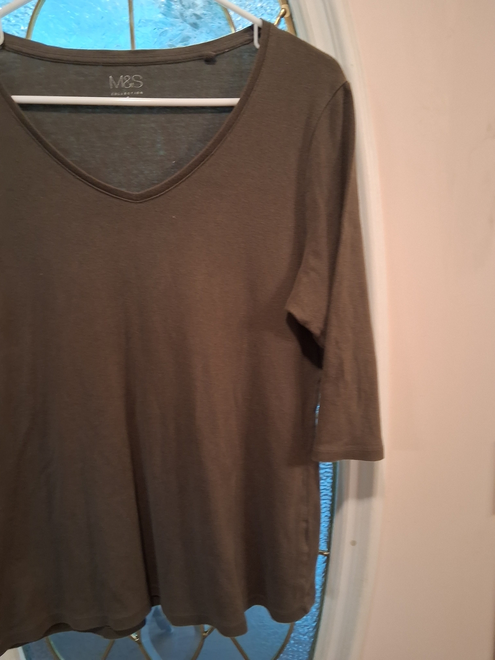Marks & Spencer Olive V-Neck Short Sleeve Tee